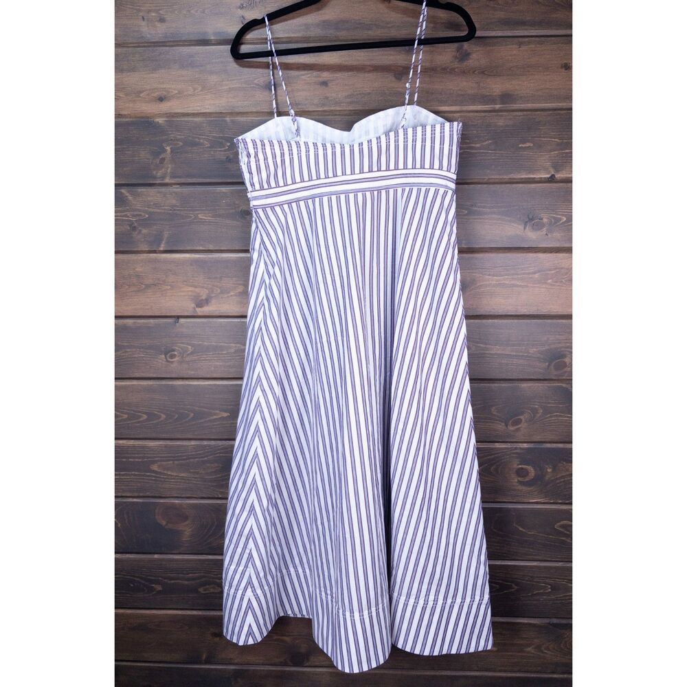 J.Crew Empire Waist Dress Striped Cotton Poplin Midi 12P Large MSRP $168 - Picture 2 of 10